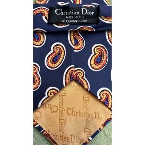 Christian Dior Mens Silk Tie Necktie Paisley Italian Silk HandMade In USA